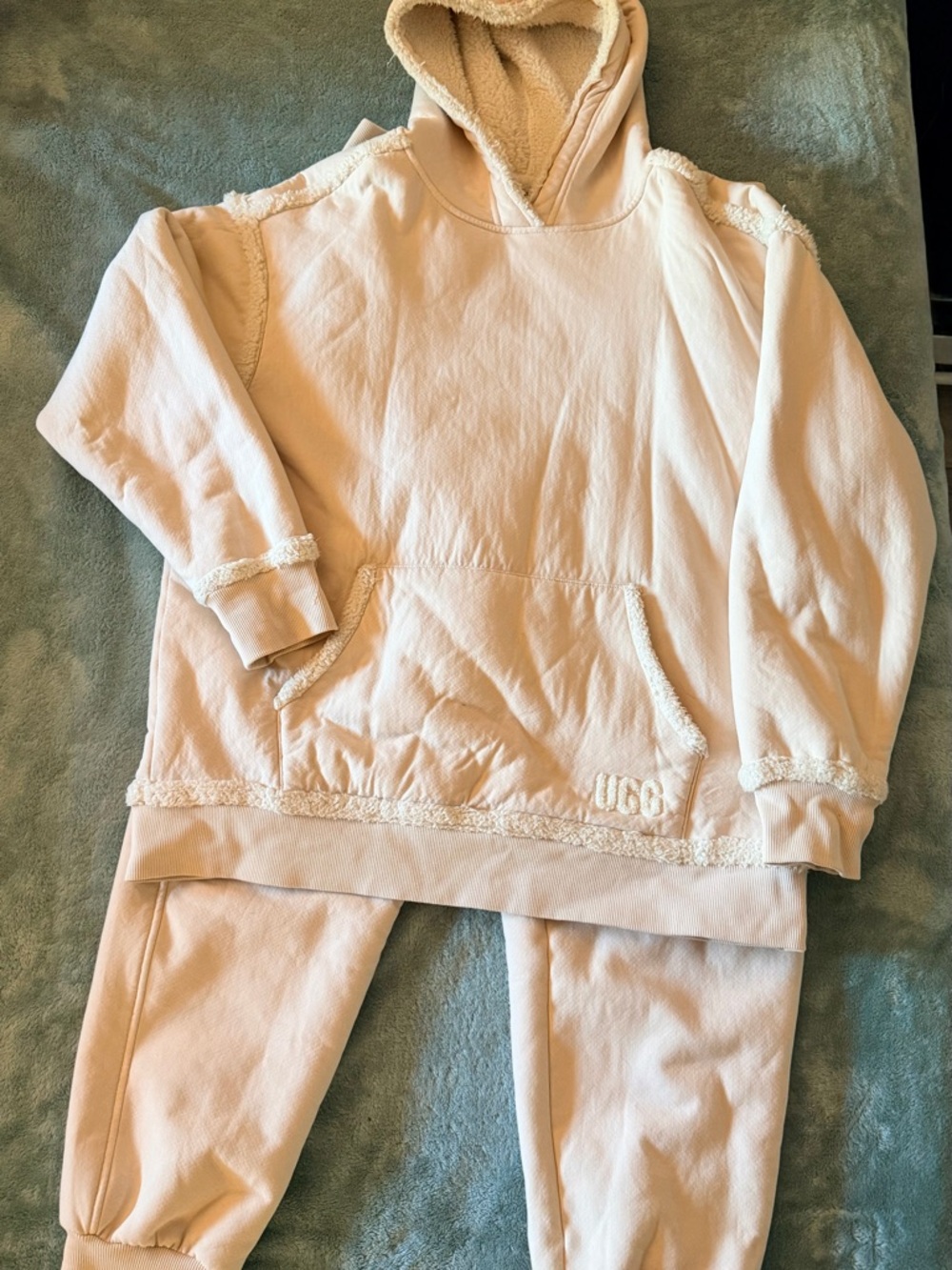 UGG Cream Sherpa-Lined Hoodie & Jogger Lounge Set
